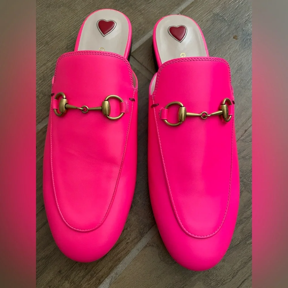 Gucci Hot Pink 37 1/2 Princetown Mules - Picture 2 of 16